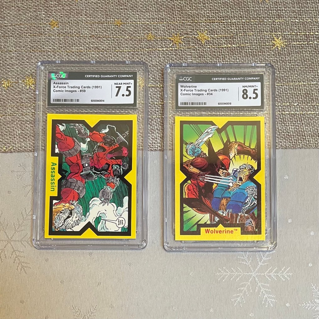 Marvel X-Force - Comic Images 1991 - #34 Wolverine, #59 Assassin Deadpool - 2 Graded card - CGC 8.5 #1.0