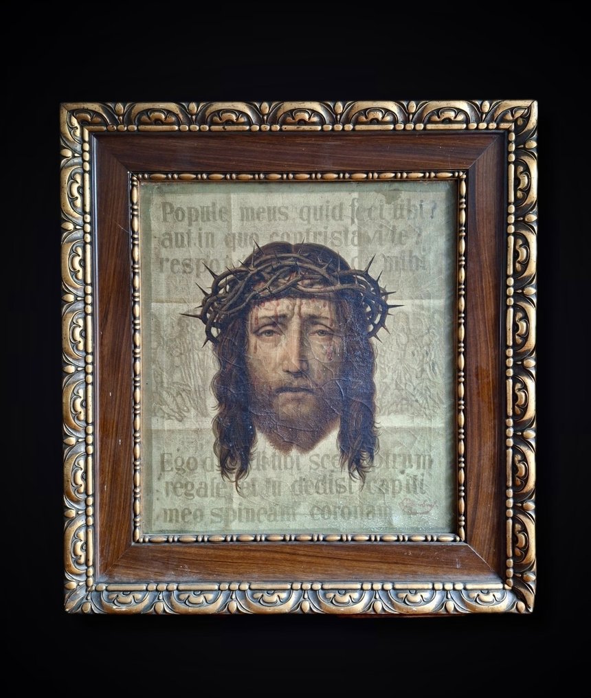 Ολεογραφία σε καμβά - Ecce Homo - 55,5 x 60 εκ. - Καραβόπανο, Ξύλο - 1850-1900 #1.0
