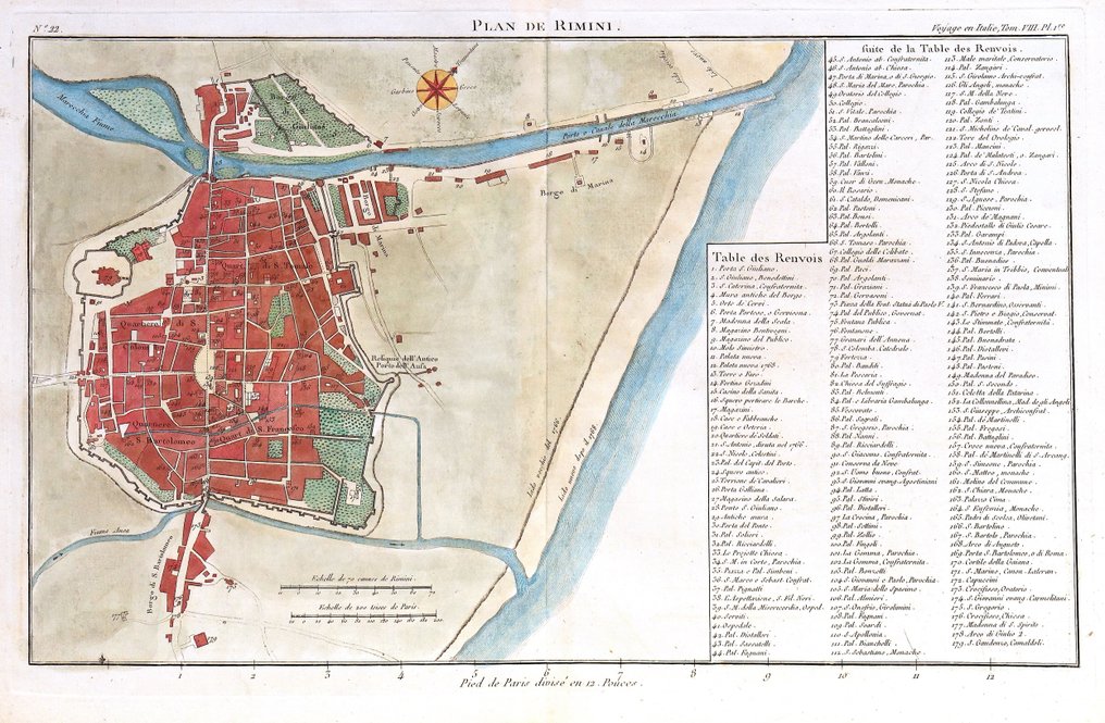 Italia - Rimini, Emilia Romagna; J. Lalande - Plan de Rimini - 1761-1780 #3.2
