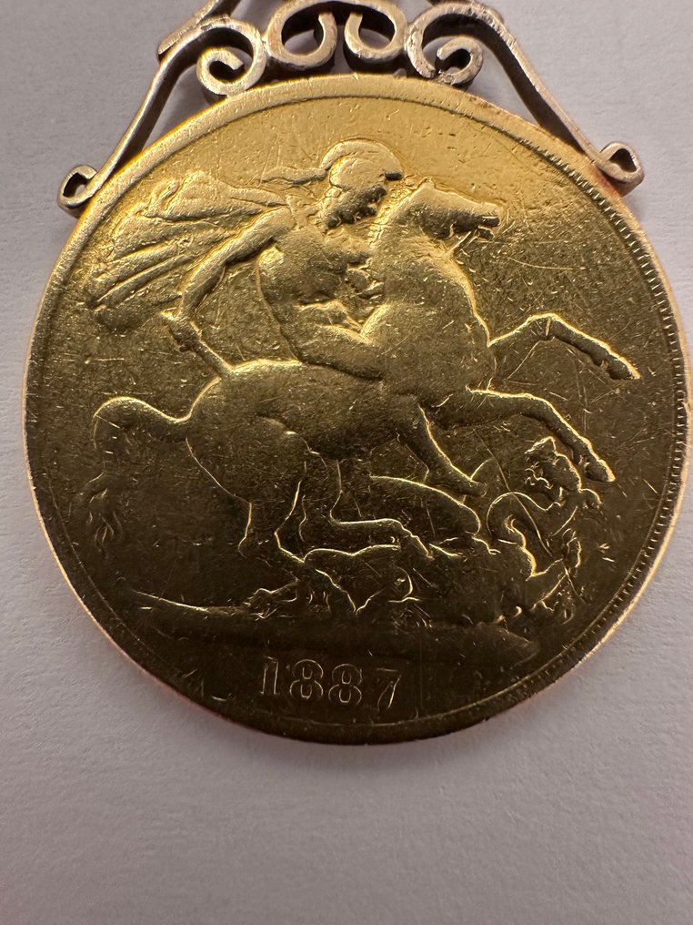 Κρεμαστό κόσμημα - 22 καράτια Κίτρινο χρυσό - Double Sovereign 1887 #4.3
