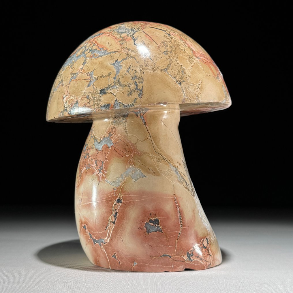 无底价手工雕刻红色Maligano玉髓蘑菇雕塑 独一无二的收藏品 - 高度: 16.2 cm - 闊度: 12 cm- 2800 g - (1) #2.1