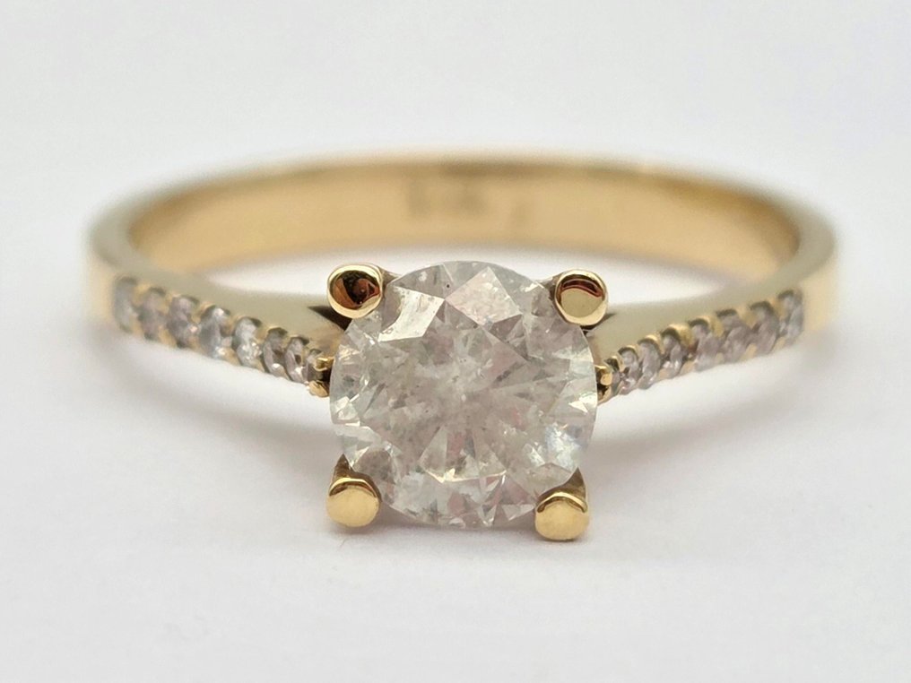 戒指 - 14 克拉 黃金 鉆石 (天然)  - 鉆石 #1.0