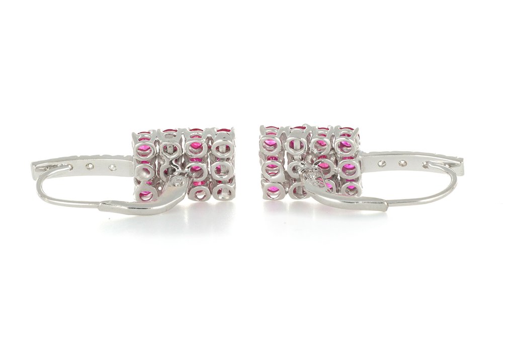 χωρίς τιμή ασφαλείας - Σκουλαρίκια - 18 καράτια Λευκός χρυσός -  2.40ct. tw. Ρουμπίνι - Διαμάντι #3.2