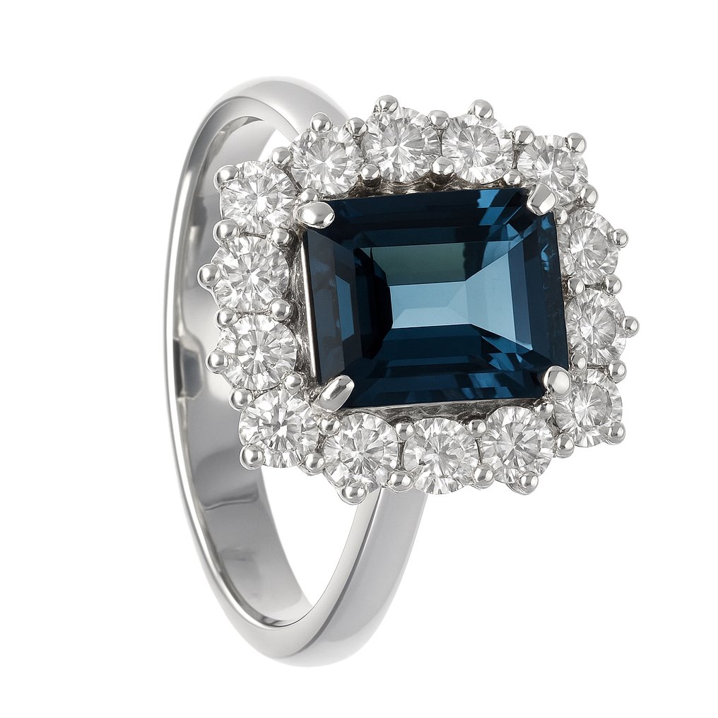 戒指 - 18K包金 白金 -  2.31ct. tw. 黄宝石 - 钻石 #1.0