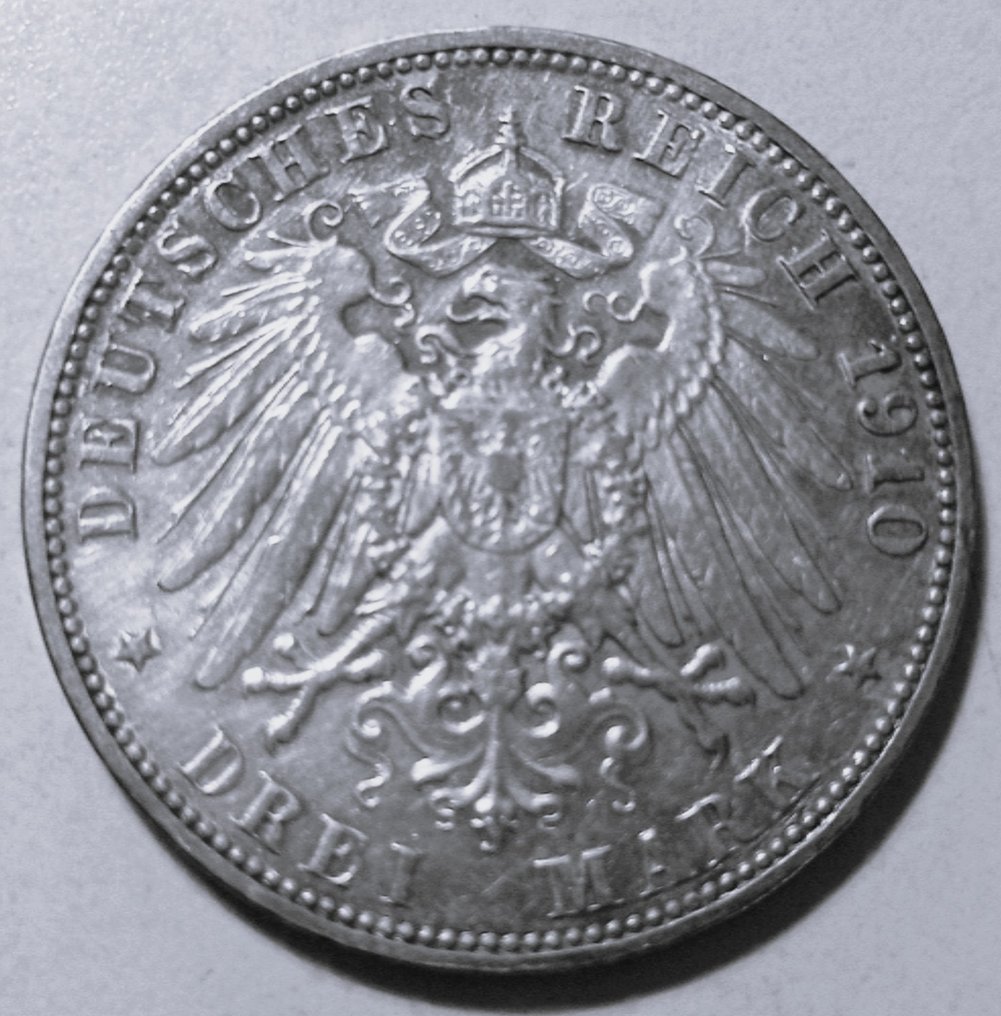 Alemanha, Hamburgo 3 Mark 1910  (Sem preço de reserva) #1.0