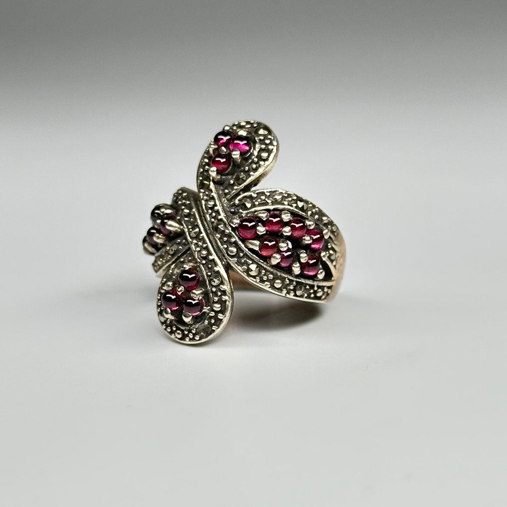 No reserve price - Ring 925 Silver Ring Garnet #4.3