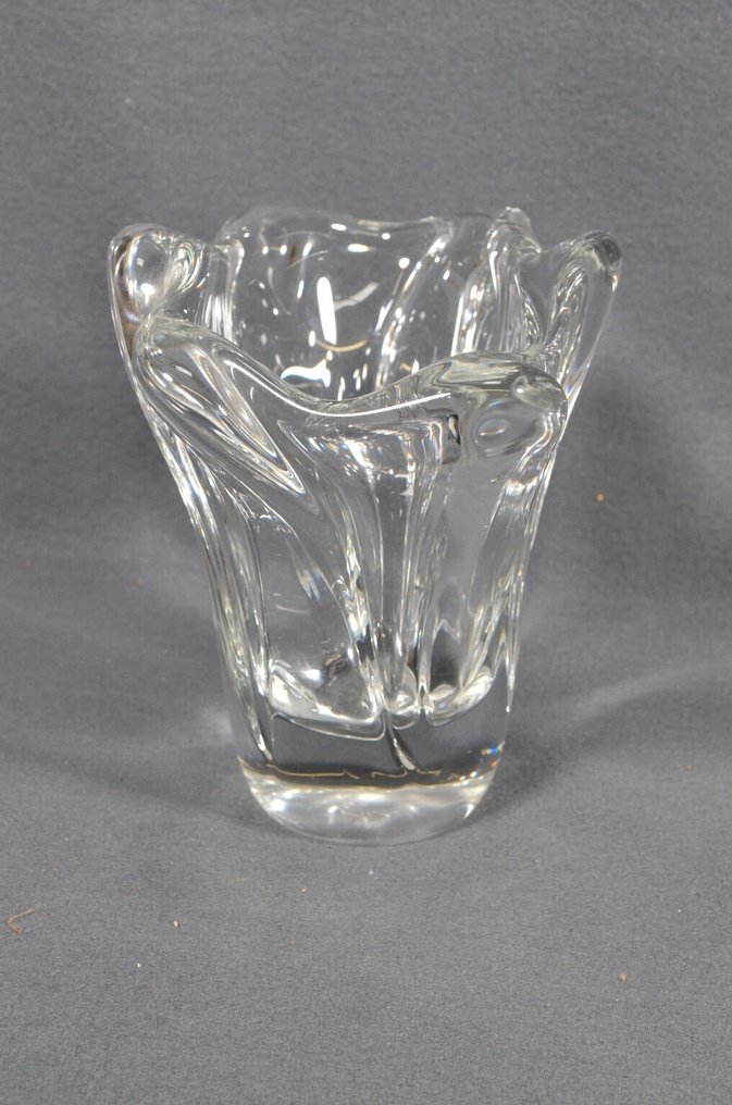 Daum - Βάζο -  Ταραχώδες ανθόραμα με πτυχώσεις.  - Κρύσταλλο #2.1