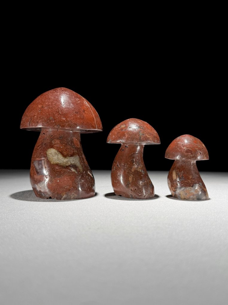 Χωρίς ελάχιστη τιμή - Υπέροχο σετ 3 Κόκκινων Τζάσπερ Μούρα-σχήμα- 1100 g - (3) #1.0