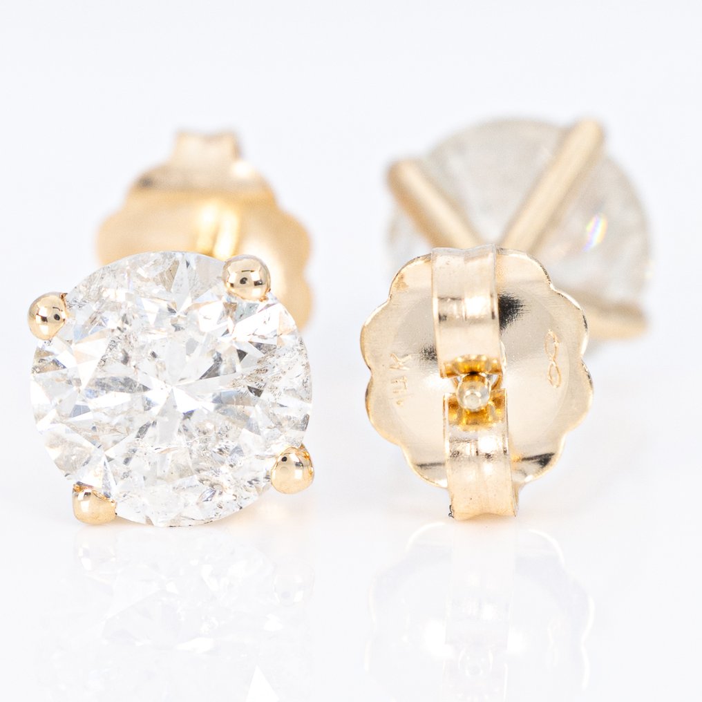 Senza prezzo di riserva - Orecchini - 14 carati Oro giallo -  2.07ct. tw. Diamante (Naturale) - IGI #3.2