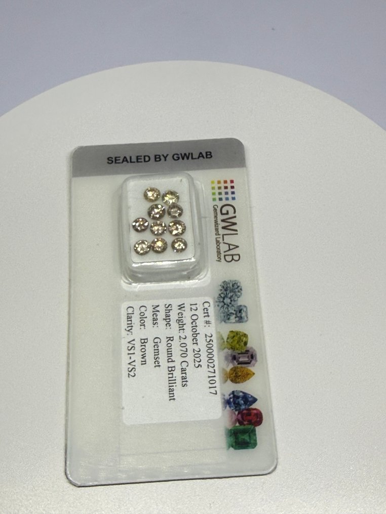 没有保留价 - 10 pcs 钻石  (天然)  - 2.07 ct - 圆形 - D (无色) - VS1 轻微内含一级, VS2 轻微内含二级 - Gemewizard宝石实验室（GWLab） - 10件令人难以置信的作品 #4.3