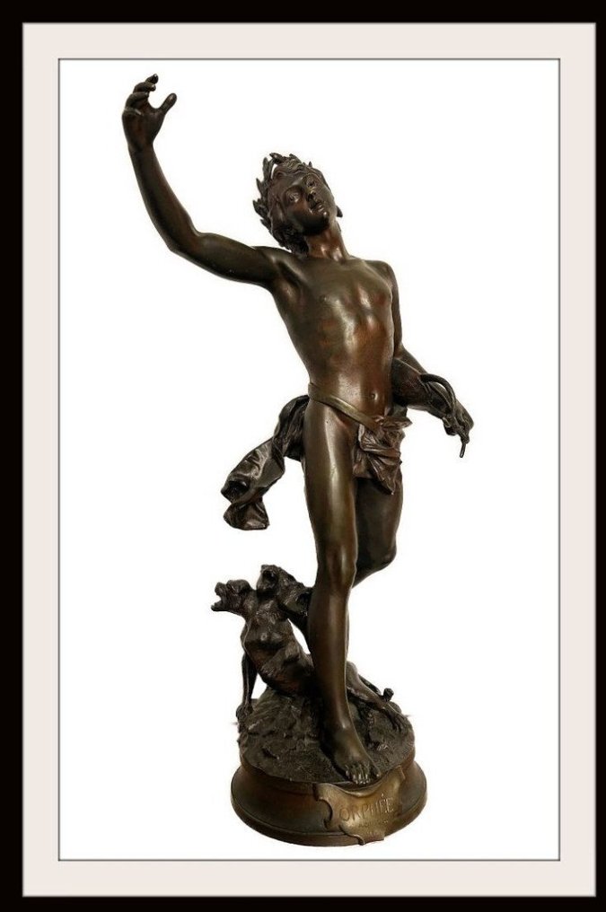 Adrien Étienne Gaudez. - Γλυπτό, Orphée - 76 cm - Μπρούντζος #1.0