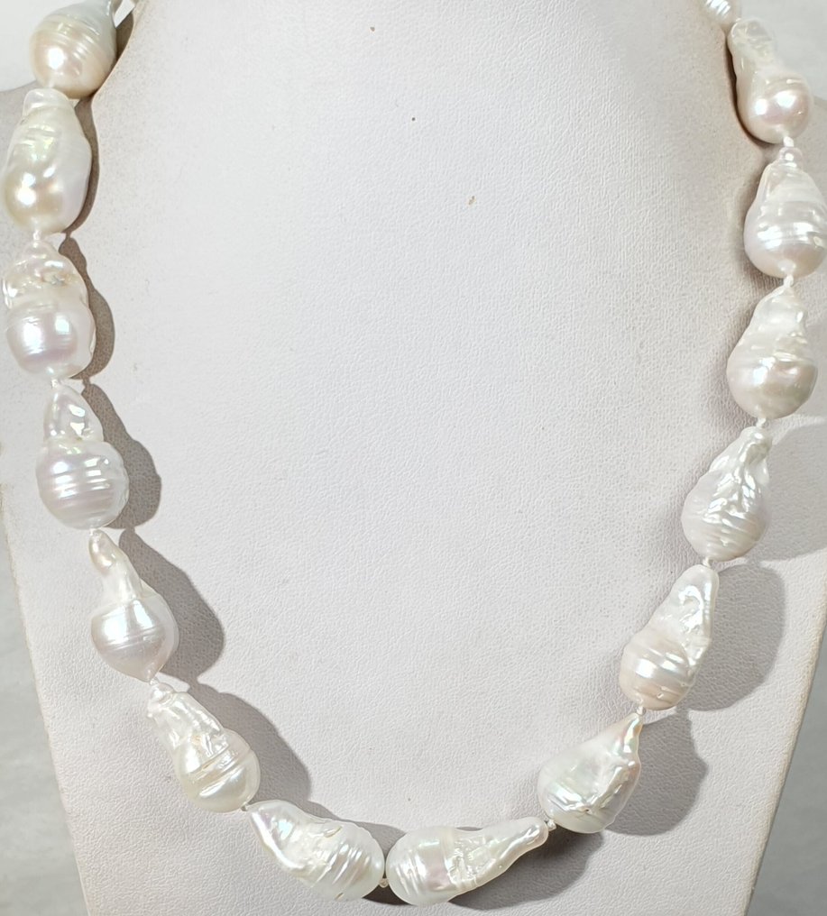 天然珍珠,淡水珠——非常大——纯洁的象征——925纯银——非常特别 - 项链 #3.2