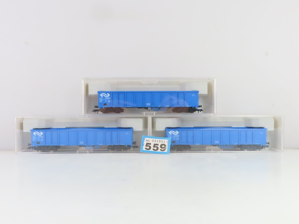 Fleischmann H0 - 94 5283 NL K - Τρένο μοντελισμού μεταφοράς εμπορευμάτων (3) - 3x 4-θέσιμης ανοικτής καρότσας τύπου Eanos - NS #4.3