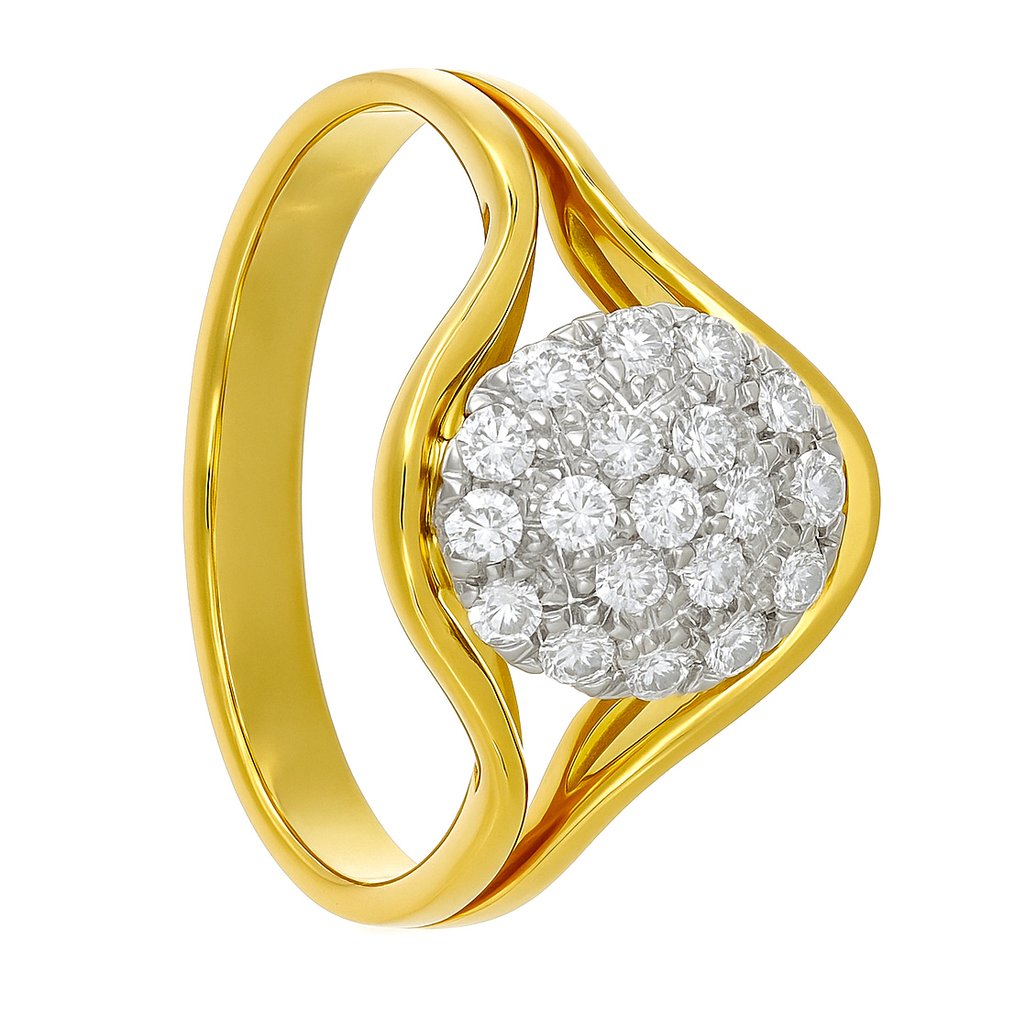 戒指 - 18 克拉 白金, 黃金 -  0.29ct. tw. 鉆石 (天然)  #1.0