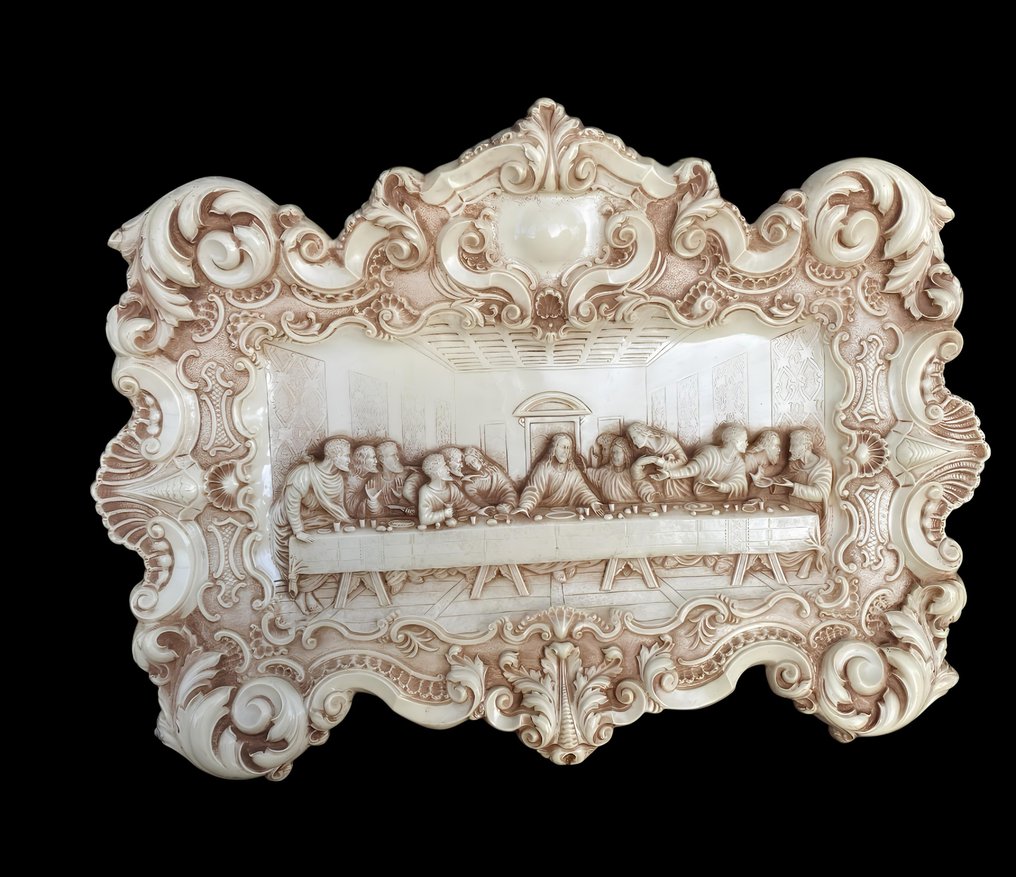 Πίνακας σε ανάγλυφο - Μυστικός Δείπνος - XL - 75 x 55 εκ. - Ρητίνη - 1950-1960 #1.0