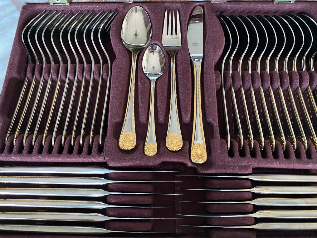 12人用餐具套装 - SBS - 豪华餐具，索林根金色边缘，23/24 KL #1.0