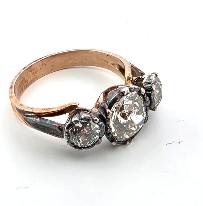 Ring - 12 kt. Rose gold, Silver -  2.95ct. tw. Diamond (Natural)  #2.1
