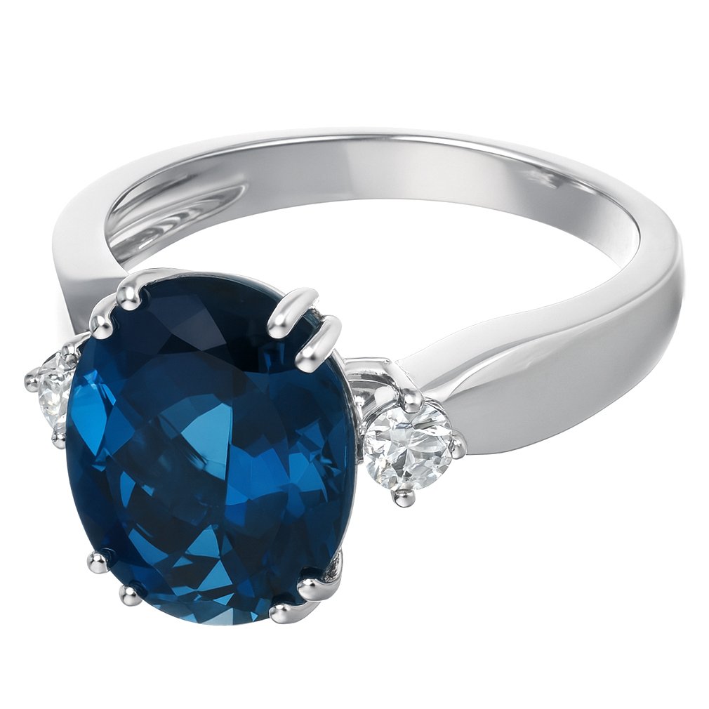 戒指 - 18 克拉 白金 -  6.13ct. tw. 黃玉 - 鉆石 #2.1