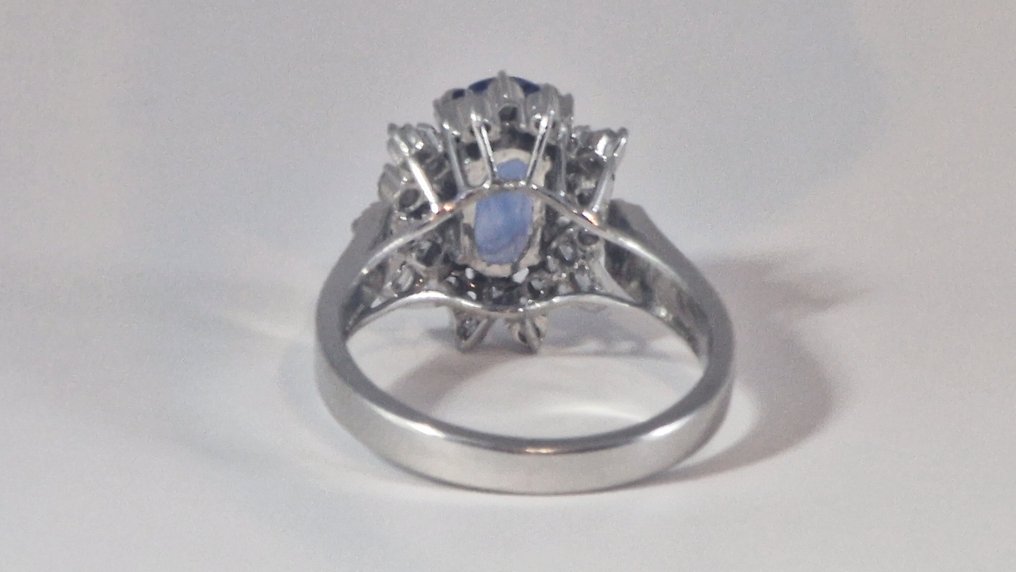 χωρίς τιμή ασφαλείας - Δαχτυλίδι - 14 καράτια Λευκός χρυσός - 2.50ct. tw. Ζαφείρι - Διαμάντι #3.2