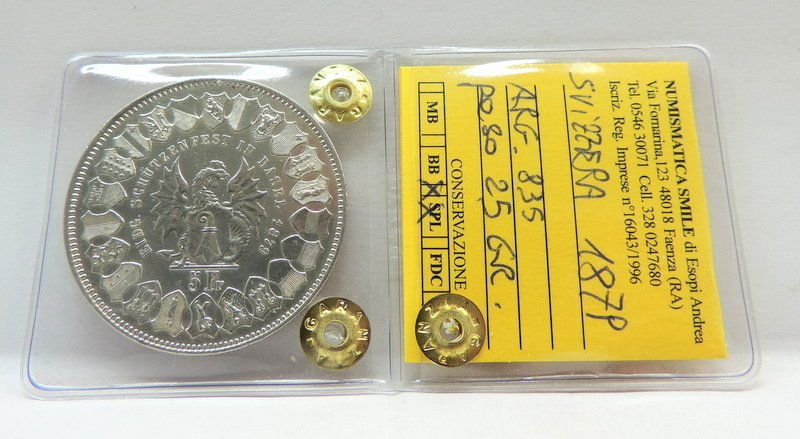 Ελβετία. 5 Francs 1879 / Basel Shooting Festival  (χωρίς τιμή ασφαλείας) #1.0