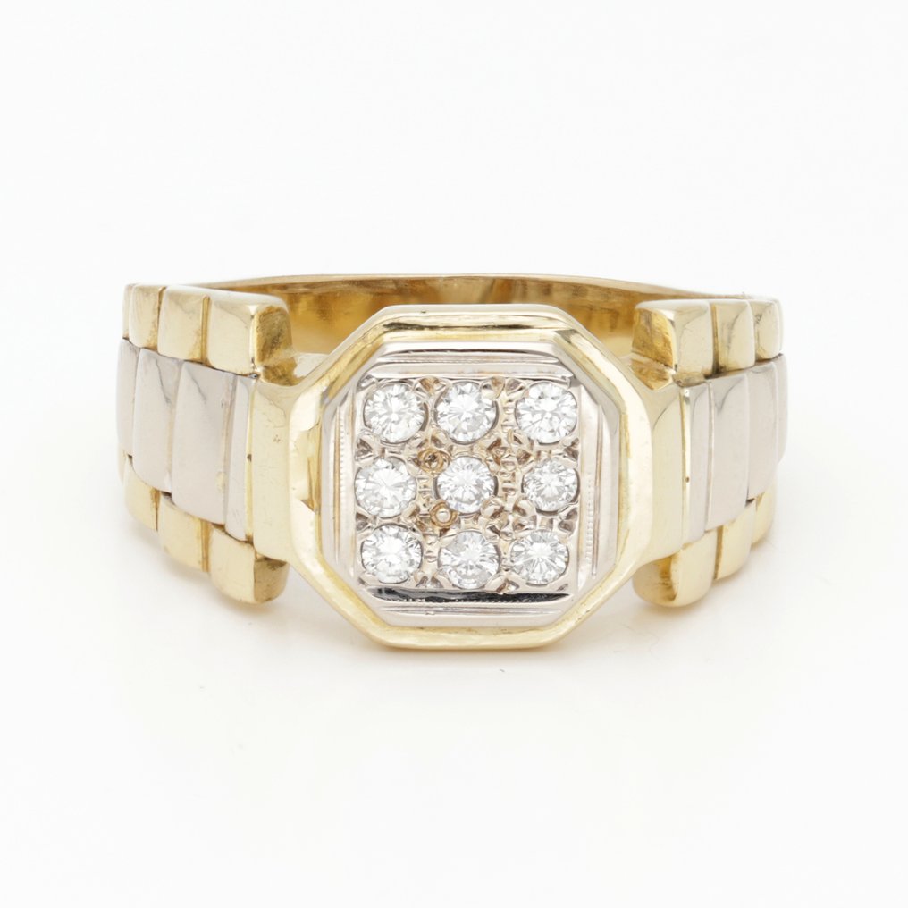 戒指 - 18K包金 黄金 钻石 (天然)  #1.0