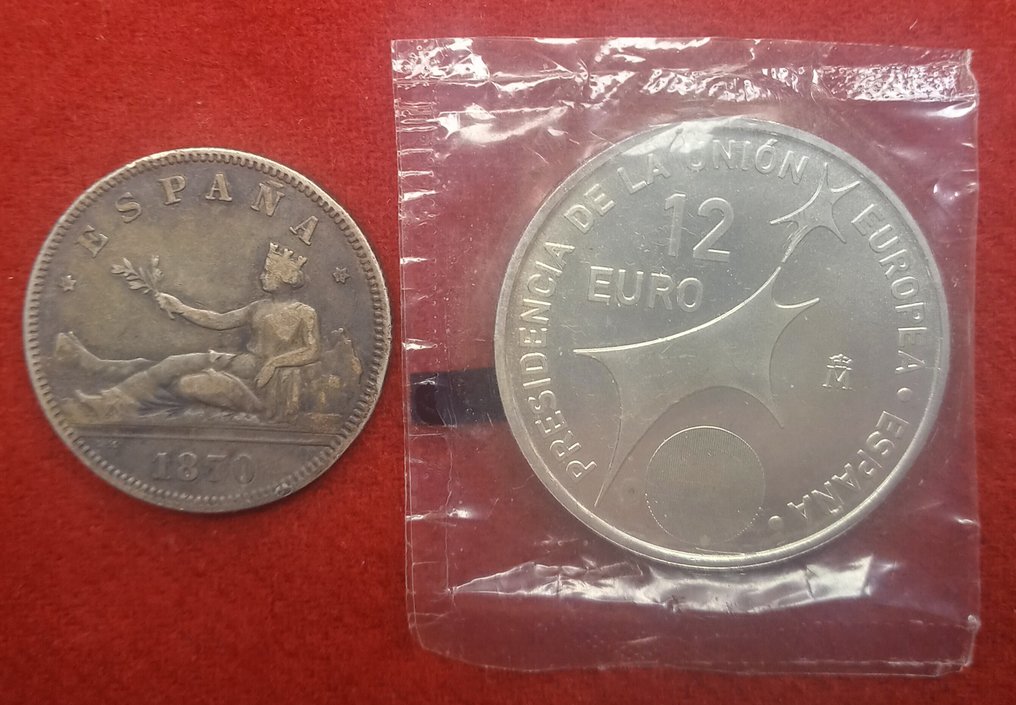 Ισπανία. 2 Pesetas 1870, estrellas 18-73 & 12 euros 2002  (χωρίς τιμή ασφαλείας) #3.2