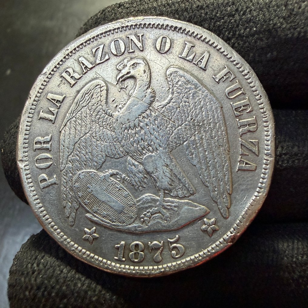 Chile. 1 Peso 1875. Santiago.  (Ingen mindstepris) #1.0