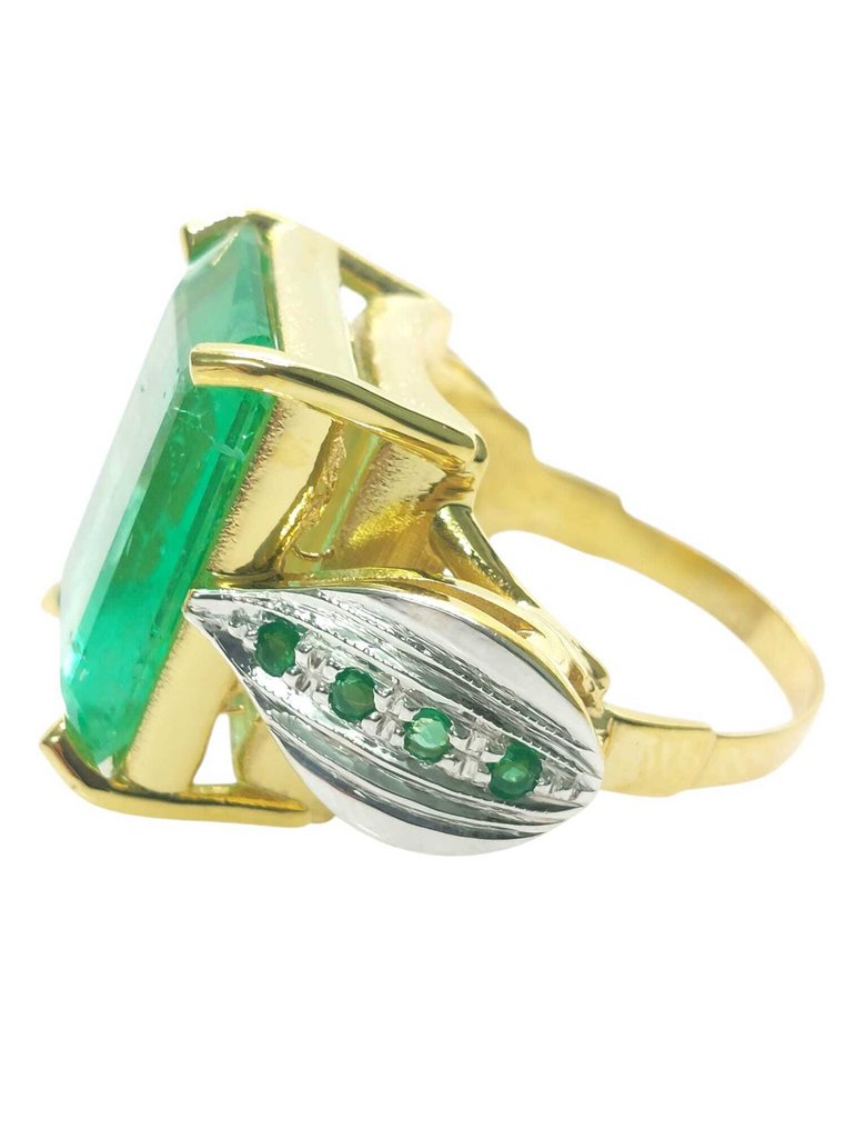 χωρίς τιμή ασφαλείας - Δαχτυλίδι - 9 kt. Ασημί, Κίτρινο χρυσό Σμαράγδι - Σμαράγδι #2.1