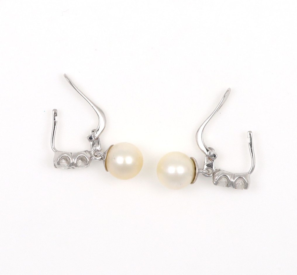 χωρίς τιμή ασφαλείας - Σκουλαρίκια - 18 καράτια Λευκός χρυσός - 0.50ct. tw. Διαμάντι (Φυσικό) - Μαργαριτάρι #3.2