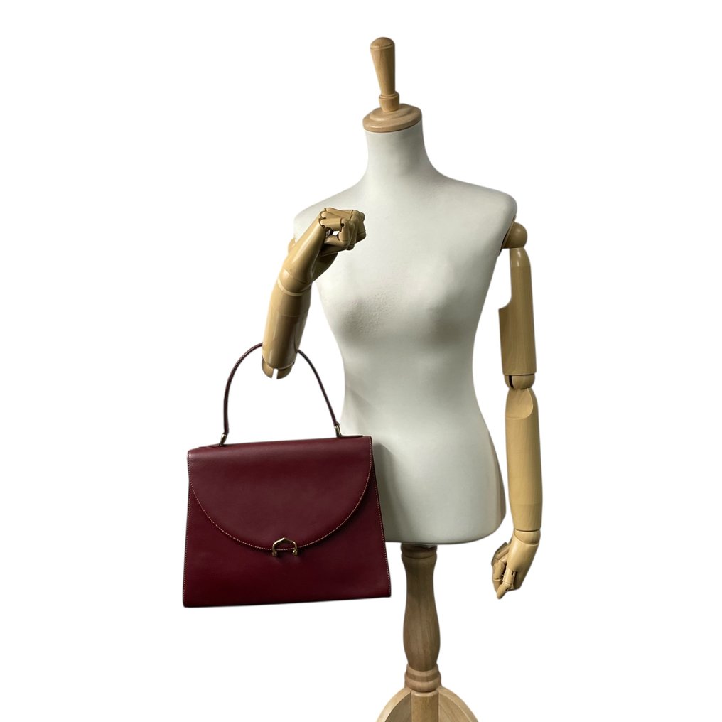 Cartier - Must de Cartier Top Handle Flap Bag Burgundy Leather Gold Hardware - Τσάντα #3.2
