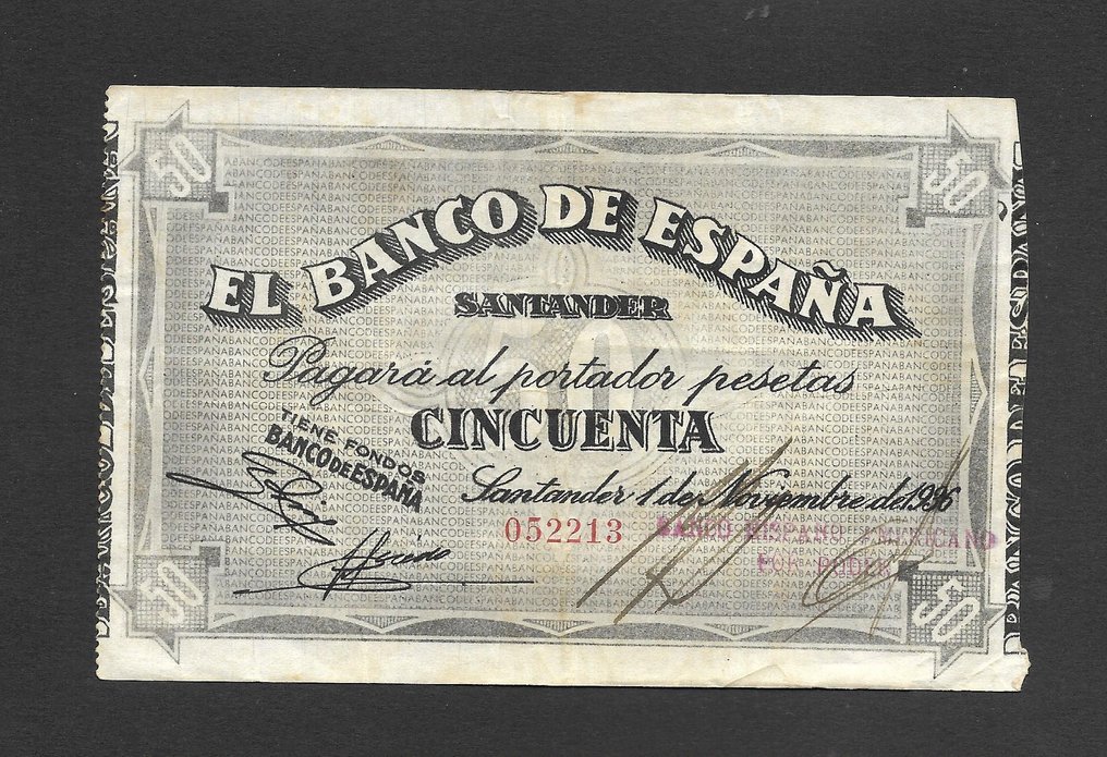 Ισπανία. - 50 Pesetas - 1936 - Santander  (χωρίς τιμή ασφαλείας) #1.0