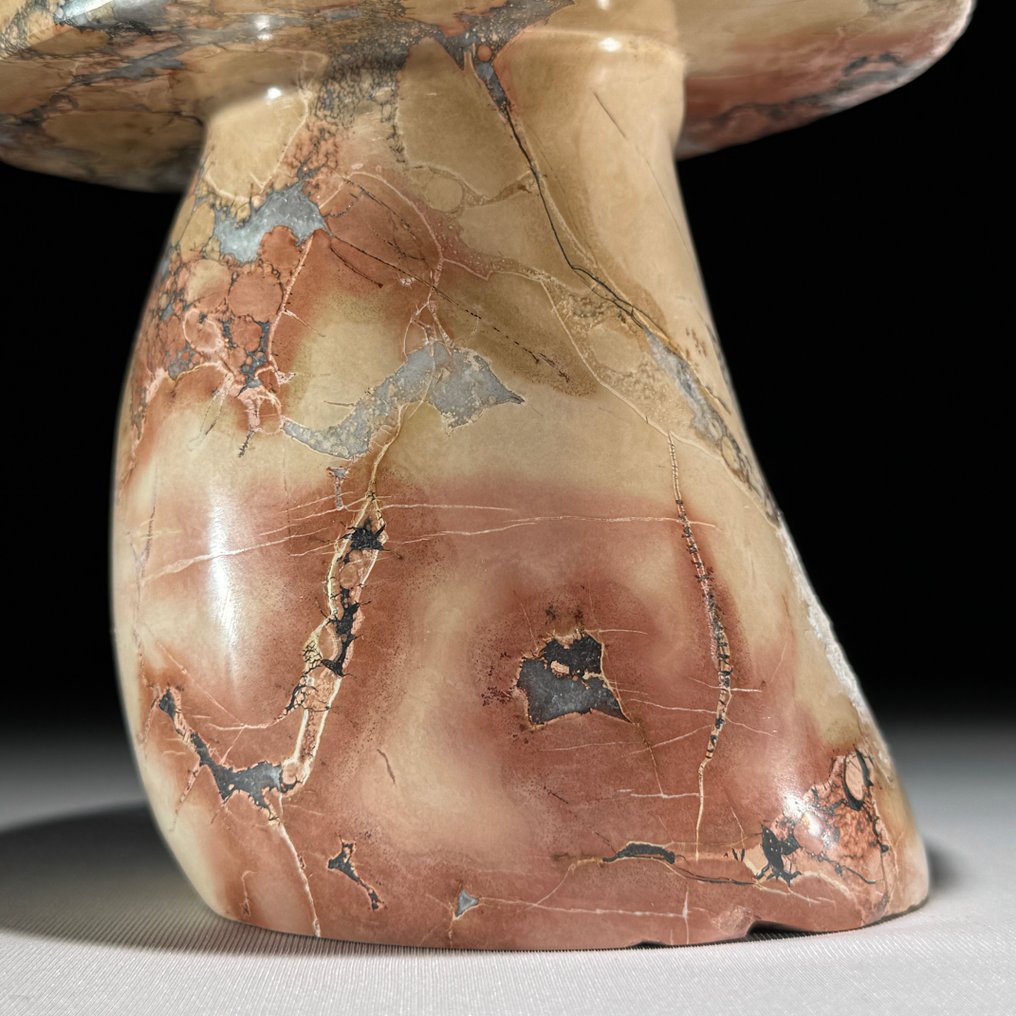 无底价手工雕刻红色Maligano玉髓蘑菇雕塑 独一无二的收藏品 - 高度: 16.2 cm - 闊度: 12 cm- 2800 g - (1) #3.2