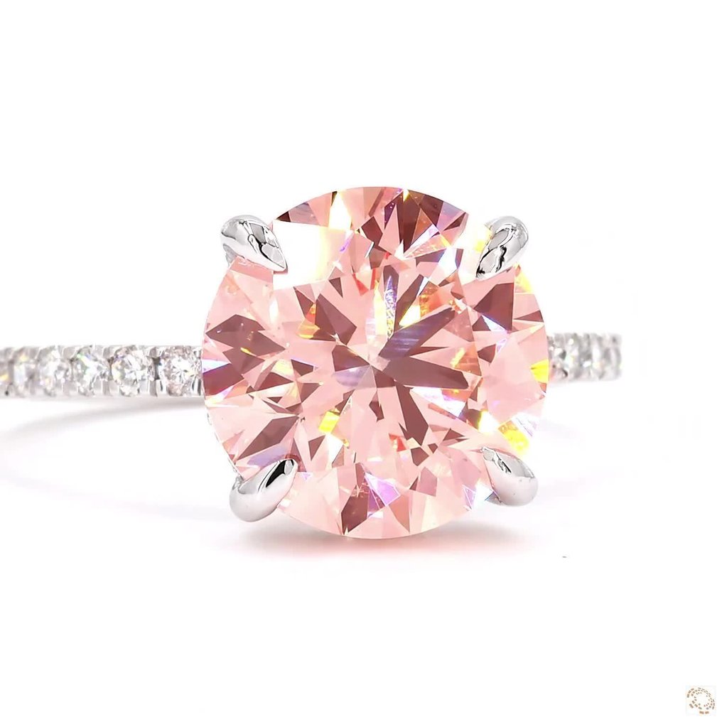 χωρίς τιμή ασφαλείας - Δαχτυλίδι - 18 καράτια Λευκός χρυσός - 4.80ct. tw. Ροζ Διαμάντι (Διαμάντια εργαστηριακής καλλιέργειας με φανταχτερά χρώματα) - Διαμάντι - Πολυτεχνική Ζωντανή Ροζ #3.2