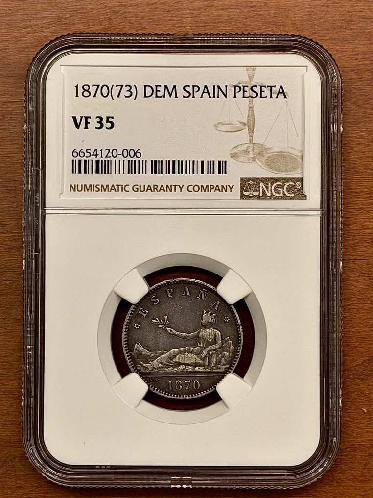 Ισπανία. Peseta 1870(73) + 5 Rial 1965  (χωρίς τιμή ασφαλείας) #2.1