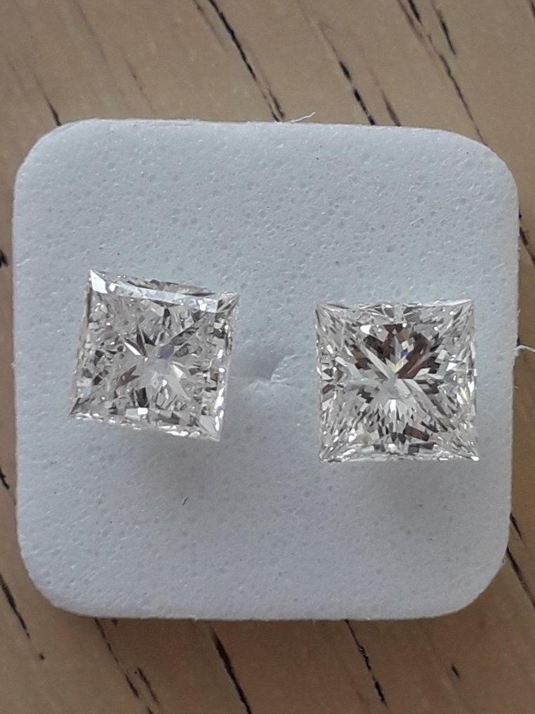2 pcs 钻石  (天然)  - 3.11 ct - 方形 - G, H - SI2 微内三含级 - Gemewizard宝石实验室（GWLab） #1.0