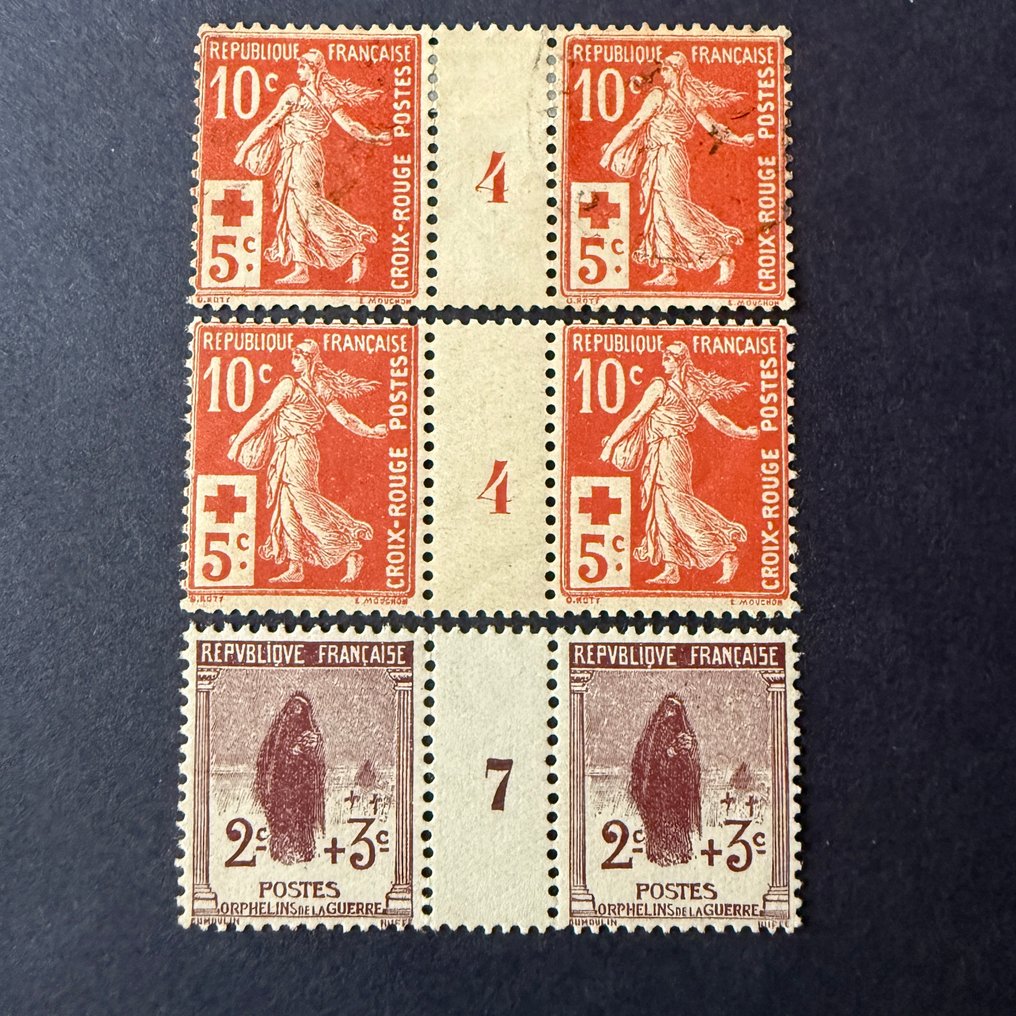 法國  - Yvert 147 和 148 “红十字会与孤儿” 全新年份品，品相：极佳 - TB #1.0