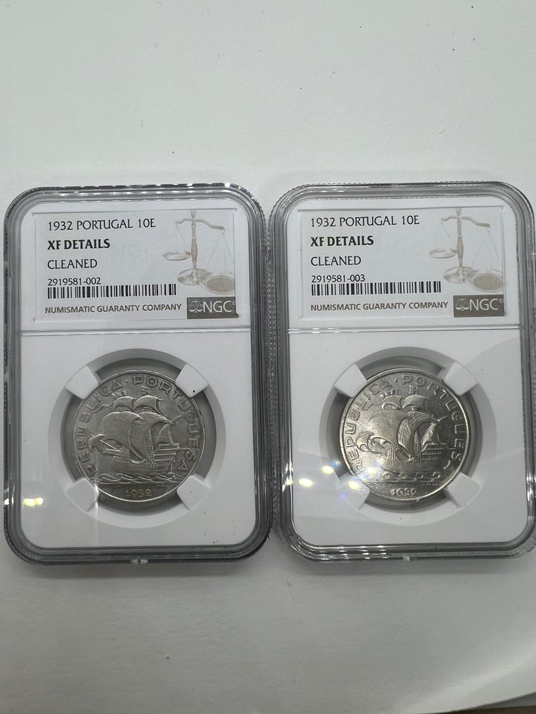 Πορτογαλία. Republic. 10 escudos 1932 XF Details Cleaned (2 coins)  (χωρίς τιμή ασφαλείας) #1.0