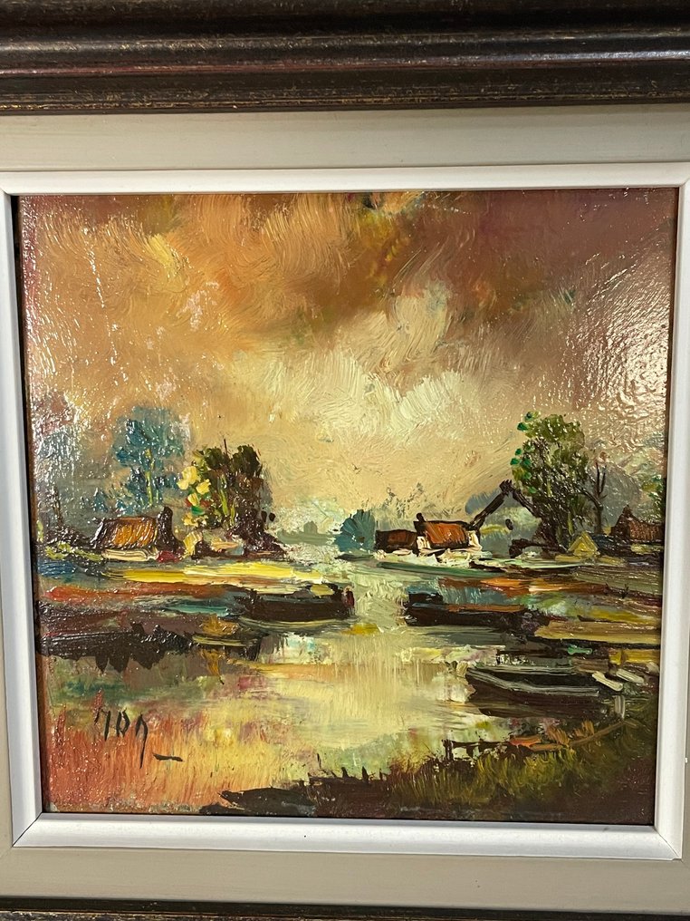 墙面装饰 - 荷兰 - JRJ - 水边的小屋，裱框的画 #2.1