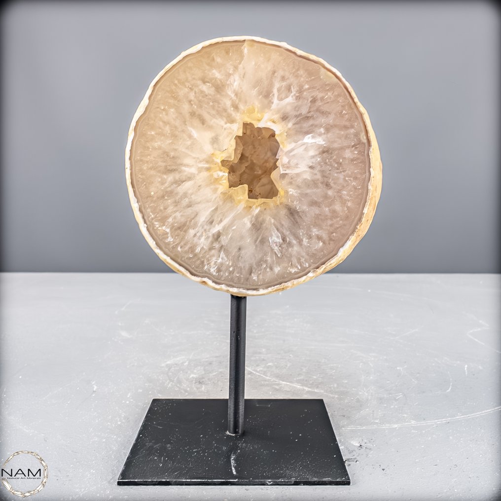 自然切割的晶洞玛瑙和玛瑙 在展台上- 1027.41 g #1.0