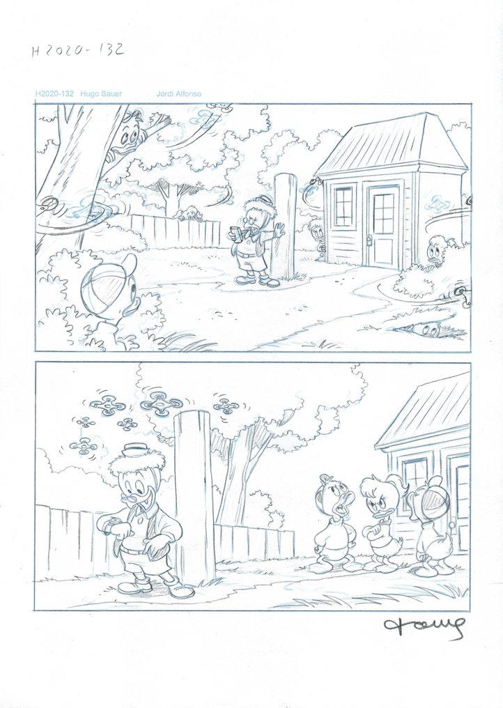 Tony Fernandez Alkuperäinen julkaistu sarjakuvasivu 1 - Donald Duck H2020-132 (2020) – Pencil Drawing - Hand Signed #1.0