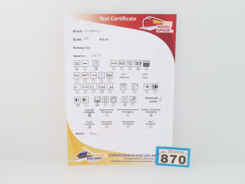 Mehano H0 - T287 55446 - Elektrisk lokomotiv (1) - Serie/reeks 2600 - NMBS #4.3