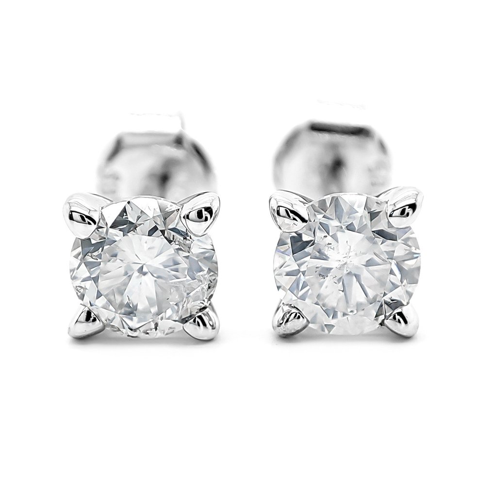 χωρίς τιμή ασφαλείας - Σκουλαρίκια - 14 καράτια Λευκός χρυσός -  1.00ct. tw. Διαμάντι (Φυσικό) - Πιστοποιητικό IGI #1.0