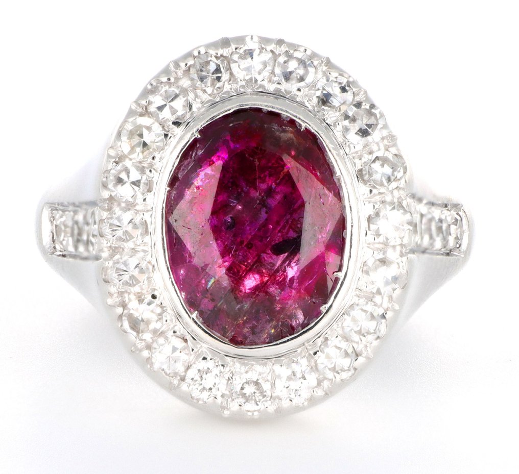 没有保留价 - 戒指 - 18K包金 白金 -  3.00ct. tw. 红宝石 - 钻石 #1.0