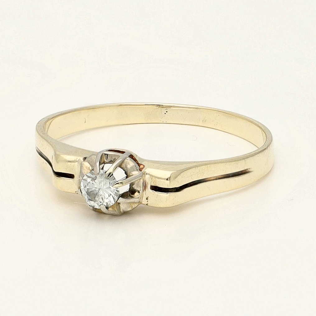 Δαχτυλίδι - 14 καράτια Κίτρινο χρυσό -  0.10ct. tw. Διαμάντι (Φυσικό)  #1.0