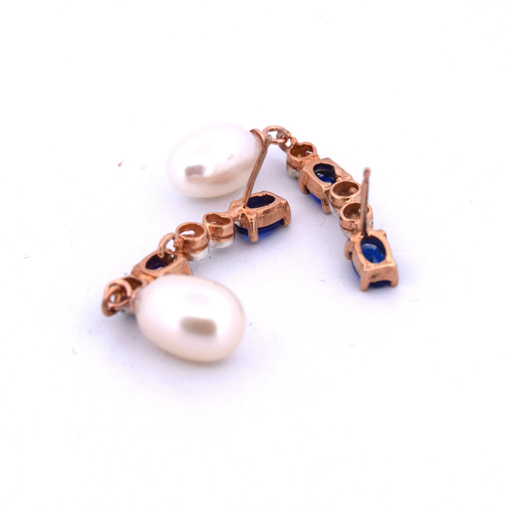 没有保留价 - 耳环 - 9 kt. 玫瑰金 -  2.20ct. tw. 祖母绿 - 钻石 #4.3