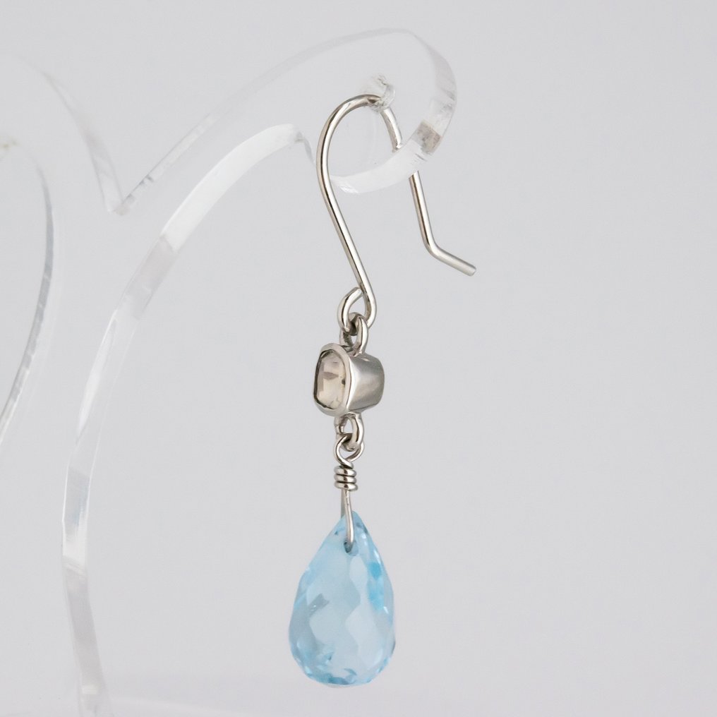 耳环 - 18K包金 白金 黄宝石 - 钻石 #2.1