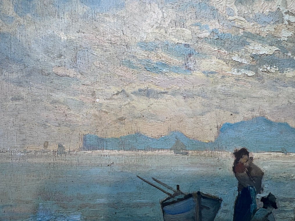 Angelo Cannone (1899-1992) - Pescatori sulla spiaggia di Napoli #4.3