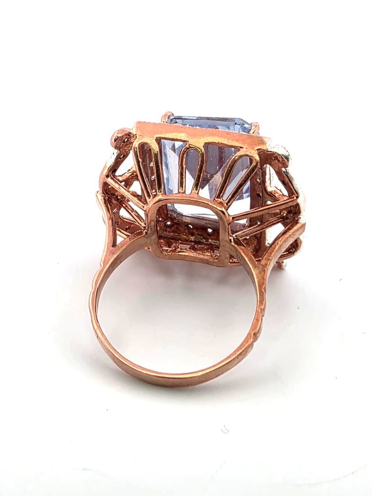 Ohne mindestpreis - Ring - 9 Kt Roségold, Silber Topas - Diamant #3.2