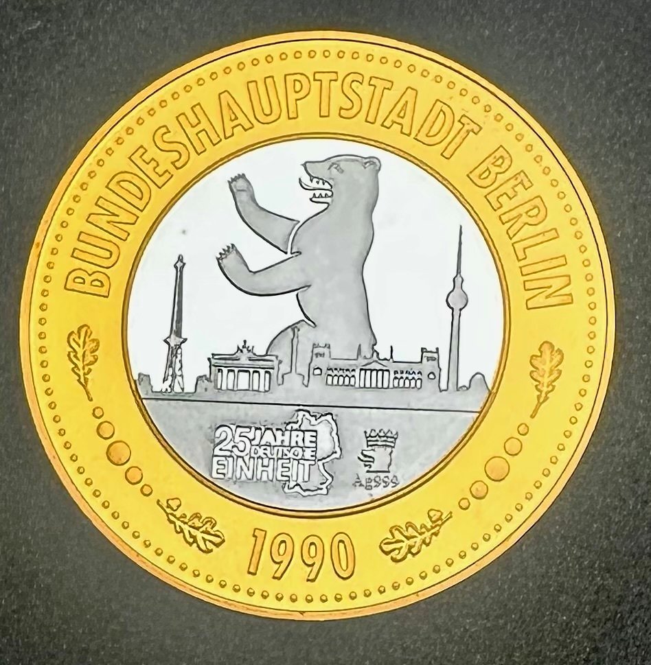 德國. Bundeshauptstadt Berlin , plata 999, bañada en oro  (沒有保留價) #1.0