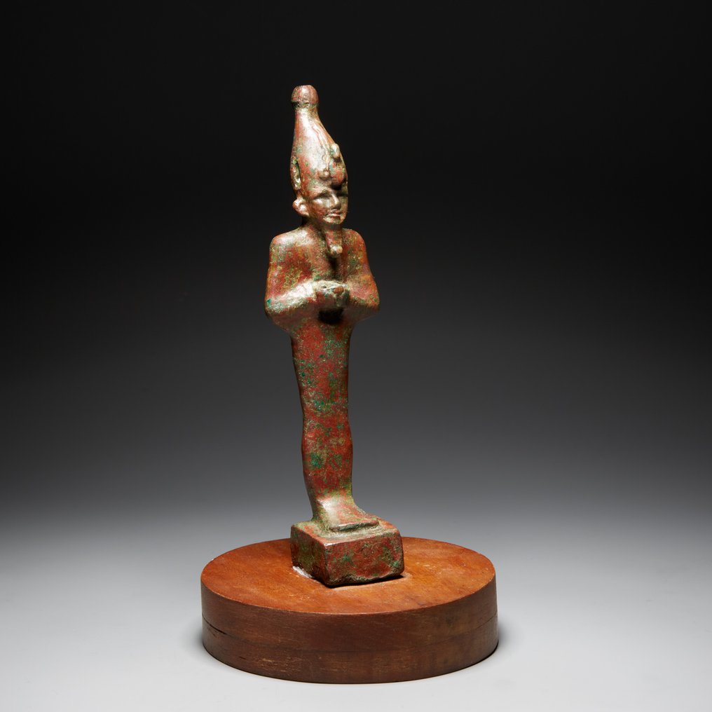 古埃及 青銅色 奥西里斯神像。晚期，公元前664年至公元前332年。高15.5厘米。 #2.1